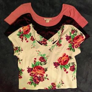 3 crop tops (Forever 21/Charlotte Russe)